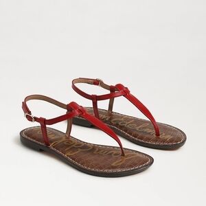 San Edelman Women's Gigi Thong Summer Red Leather Sandal Size 6.5